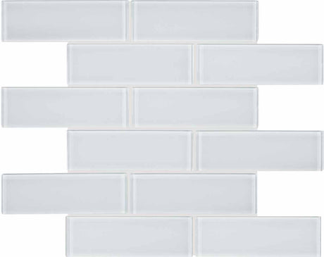 Anatolia Tile 2X6 Element Ice Glossy Glass Brick Mosaics. 1 Sheet = .96 Sq. Ft. 3001-0041-0 (35-037)  - premium natural stone mosaic tile from Anatolia Tile, available at PoshHaus showroom in Keene, NH