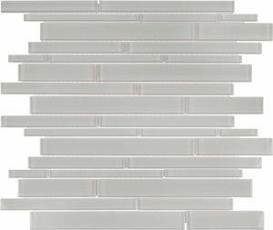 Element Mist Random Strip Glossy Glass Mosaics. 1 Sheet = .96 Sq. Ft. (35-058)