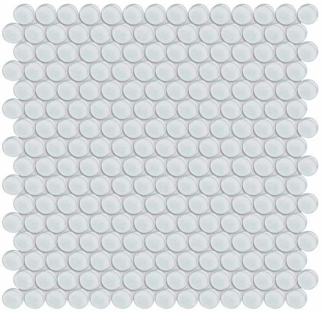Anatolia Tile Element Ice Penny Round Glass Mosaics. 1 Sheet = .96 Sq. Ft. 3001-0044-0 (35-098)  - premium natural stone mosaic tile from Anatolia Tile, available at PoshHaus showroom in Keene, NH