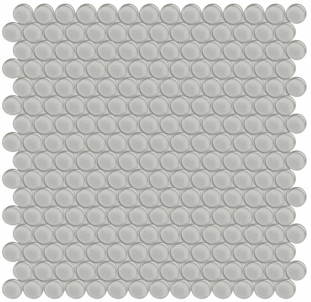 Anatolia Tile Element Mist Penny Round Glass Mosaics. 1 Sheet = .96 Sq. Ft. 3001-0055-0 (35-099)  - premium natural stone mosaic tile from Anatolia Tile, available at PoshHaus showroom in Keene, NH