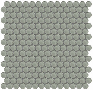 Element Smoke Penny Round Glass Mosaics. 1 Sheet = .96 Sq. Ft. (35-100)