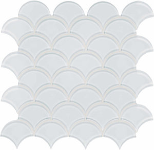 Anatolia Tile Element Glossy Ice Scallop Glass Mosaics 1 Sheet = .97 Sq. Ft. 3001-0045-0 (35-106)  - premium natural stone mosaic tile from Anatolia Tile, available at PoshHaus showroom in Keene, NH