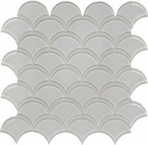 Anatolia Tile Element Glossy Mist Scallop Glass Mosaics 1 Sheet = .97 Sq. Ft. 3001-0056-0 (35-107)  - premium natural stone mosaic tile from Anatolia Tile, available at PoshHaus showroom in Keene, NH