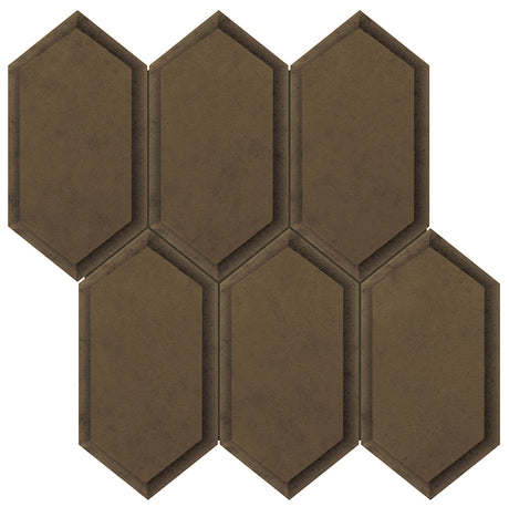 Anatolia Tile Obsidian 11.8 X 11.5 Hexagon Antique Bronze Beveled Crystal Mosaics. 1 Sheet = .94 Sq. Ft. 3001-0138-0 (35-143)  - premium natural stone mosaic tile from Anatolia Tile, available at PoshHaus showroom in Keene, NH