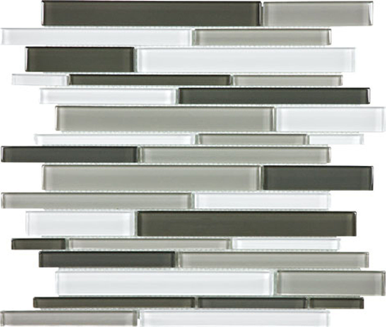 Anatolia Tile Element Mineral Blend Random Strip Glossy Glass Mosaics. 1 Sheet = .96 Sq. Ft. 3001-0050-0 (35-063)  - premium natural stone mosaic tile from Anatolia Tile, available at PoshHaus showroom in Keene, NH