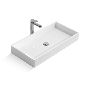 DAX Solid Surface Rectangular Single Bowl Vessel Bathroom Basin, Matte White DAX-AB-1327