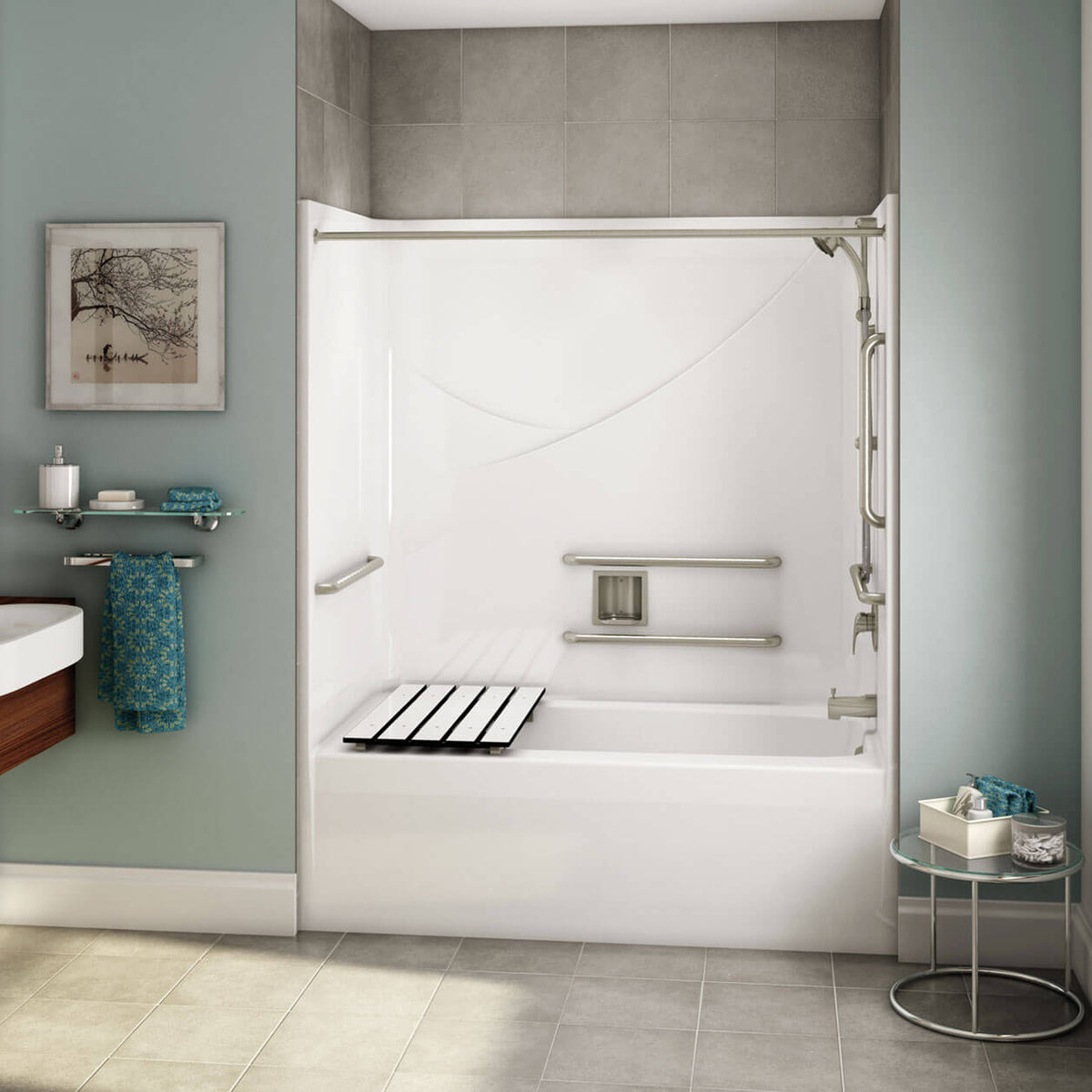 Aker OPTS-6032 AcrylX Alcove Right-Hand Drain One-Piece Tub Shower in ...