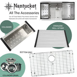 Nantucket Sinks' SR-PS-3620-16 - 36 Inch Pro Series Large Prep Station Single Bowl Undermount Stainless Steel Kitchen Sink with Compatible Accessories