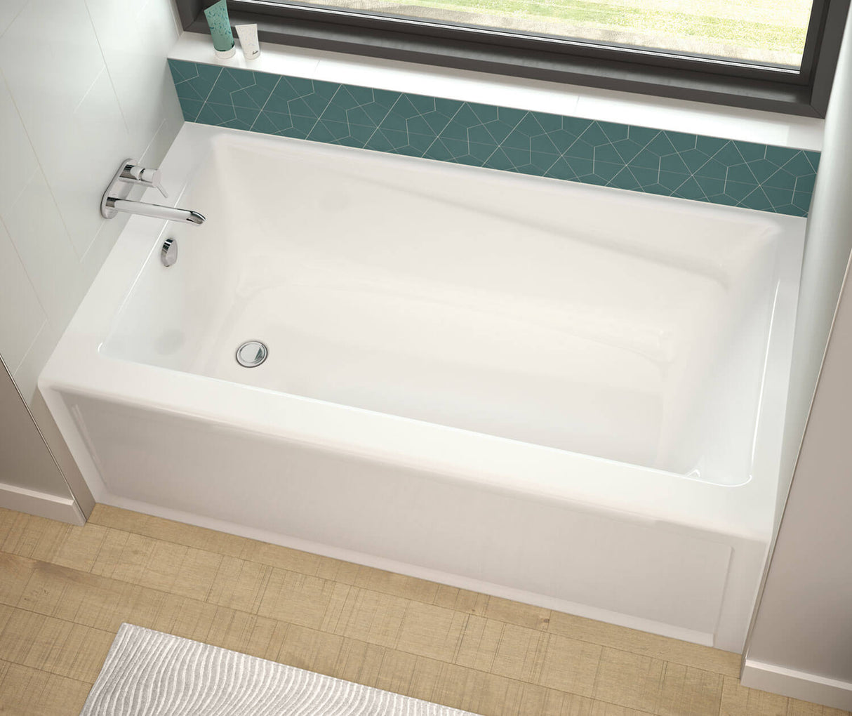 MAAX 105511-097-001-002 Exhibit 6030 IFS AFR Acrylic Alcove Right-Hand Drain Combined Whirlpool & Aeroeffect Bathtub in White