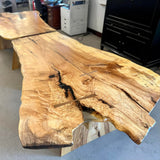 170" Maple Live Edge Slab Trestle Table