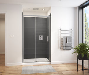 MAAX 135236-900-084-000 Connect Pro 45-46 ½ x 76 in. 6mm Sliding Shower Door for Alcove Installation with Clear glass in Chrome
