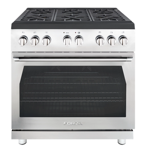 Forza 3-Piece Appliance Package - 36-Inch Gas Range, 11-Inch Pro-Style Under Cabinet Range Hood, & 24-Inch Dishwasher in Stainless Steel