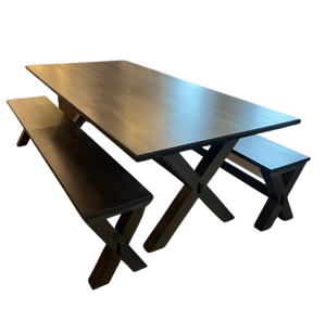 Mountain View Woodworking 96" x 44" FarmHouse Trestle Table w/Benches
