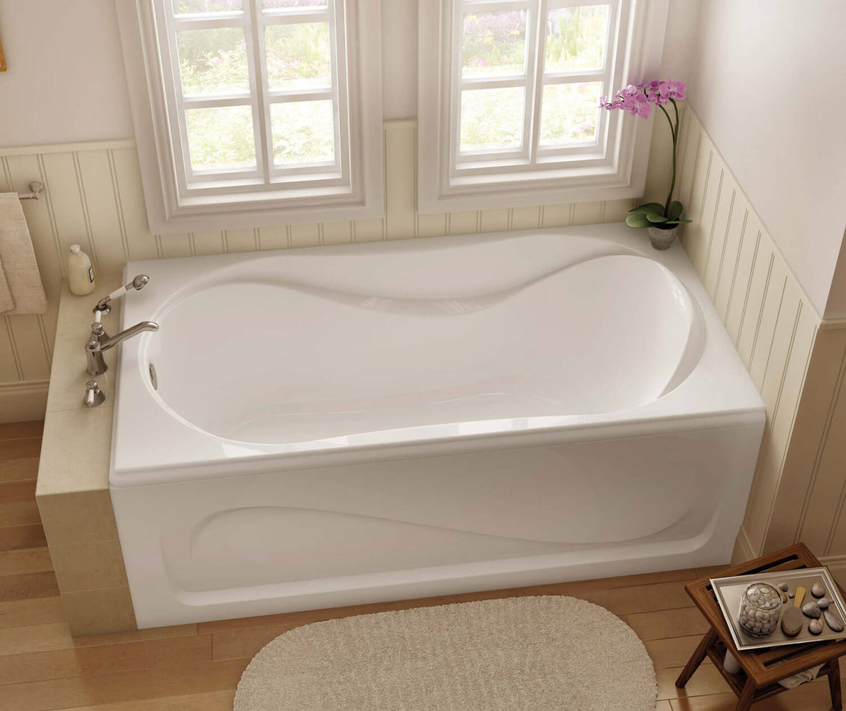 MAAX 102723-000-001-000 Cocoon 6636 Acrylic Drop-in End Drain Bathtub in White