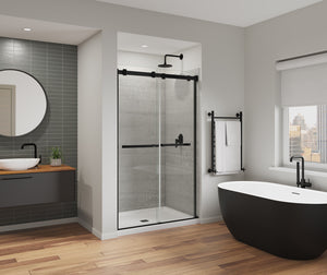 MAAX 136956-810-340-000 Duel Alto 44-47 X 78 in. 8mm Bypass Shower Door for Alcove Installation with GlassShield® glass in Matte Black