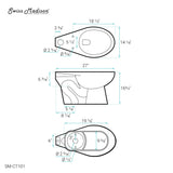 Sirene Floor-Mounted Comfort Height Commercial Elongated Top Flush Spud Flushometer Toilet Bowl