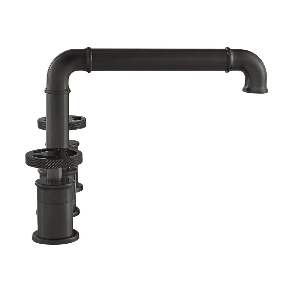 Avallon 8 in. Widespread, 2-Handle Wheel, Bathroom Faucet in Matte Black