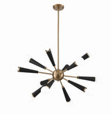 Zodiac 12 Light Aged Brass Chandelier 3812-AG