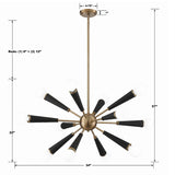 Zodiac 12 Light Aged Brass Chandelier 3812-AG