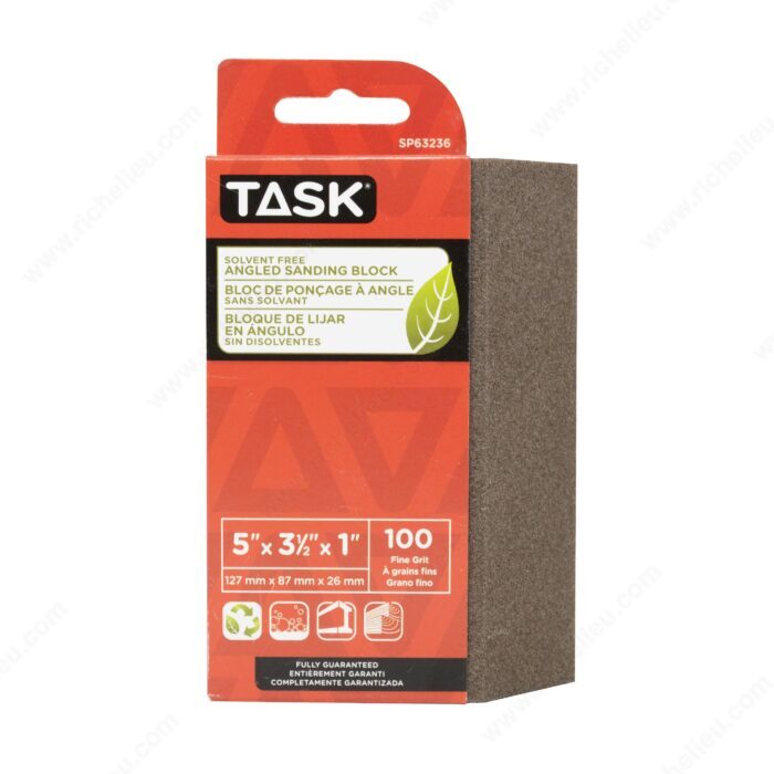 Task SP63236 Solvent-Free Angled Sanding Block, 100, Fine