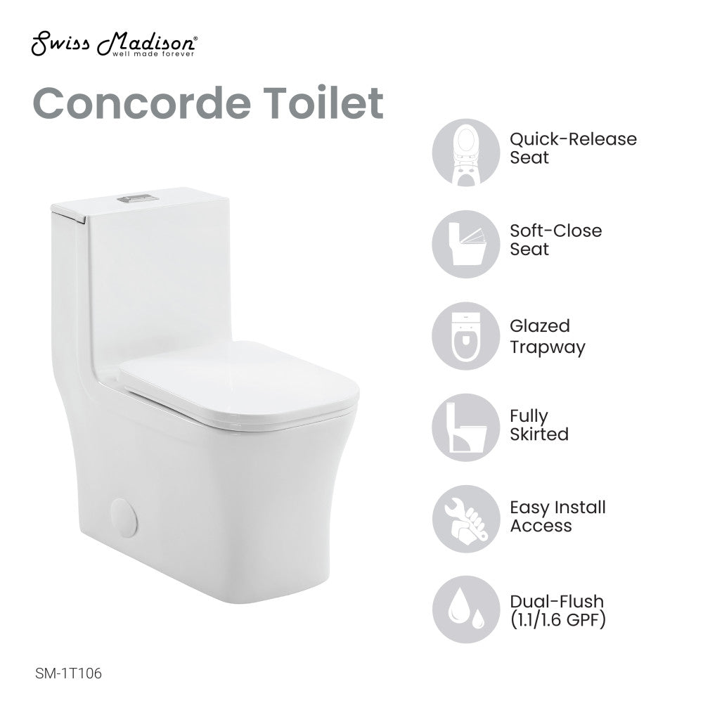 Concorde One-Piece Square Toilet Dual-Flush 1.1/1.6 gpf