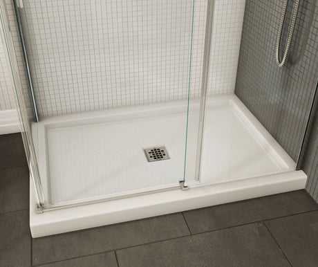 MAAX 420002-503-001-100 B3Square 4834 Acrylic Corner Right Shower Base in White with Center Drain