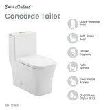 Concorde One Piece Square Toilet Dual Flush, Brushed Gold Hardware 1.1/1.6 gpf