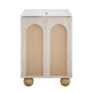 Plaisir II 24" Freestanding Bathroom Vanity in White Oak with 3-Hole Widespread Sink Top