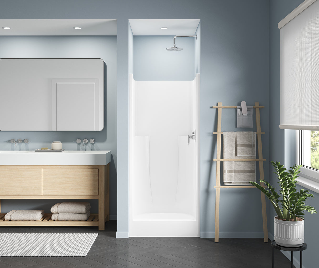 MAAX 103001-000-019 36S 36 x 34 AcrylX Alcove Center Drain One-Piece Shower in Thunder Grey
