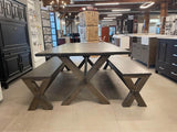 Mountain View Woodworking 96" x 44" FarmHouse Trestle Table w/Benches