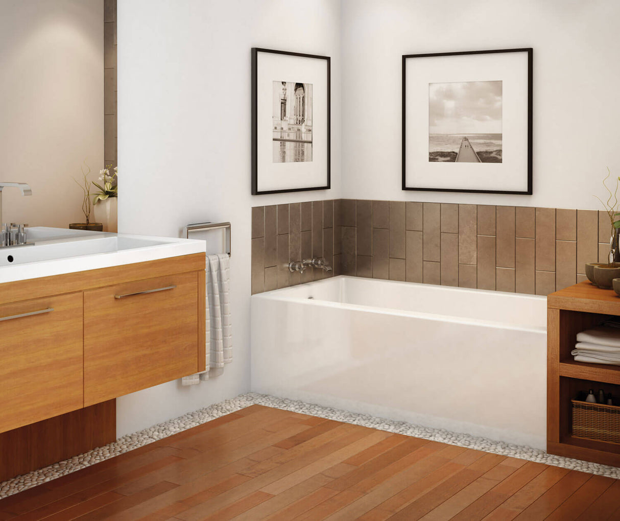 MAAX 105704-000-001-101 Rubix 6032 AFR Acrylic Alcove Left-Hand Drain Bathtub in White