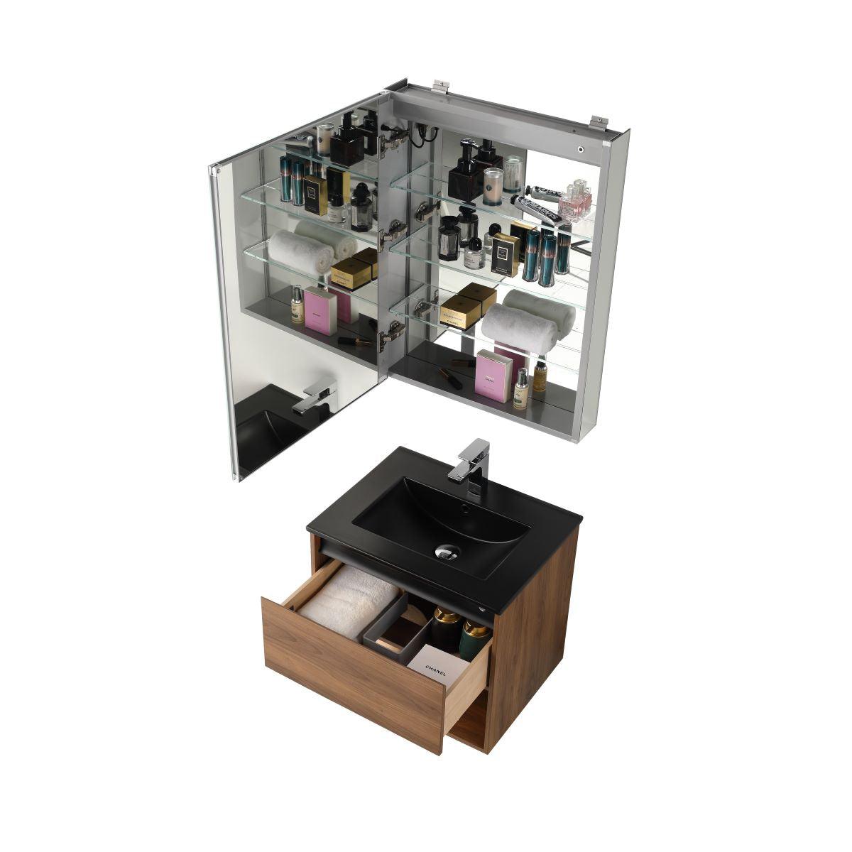 Blossom Bergen 24" Vanity with Dual LED Illumination - Adjustable Lighting and Soft-Closing Drawer