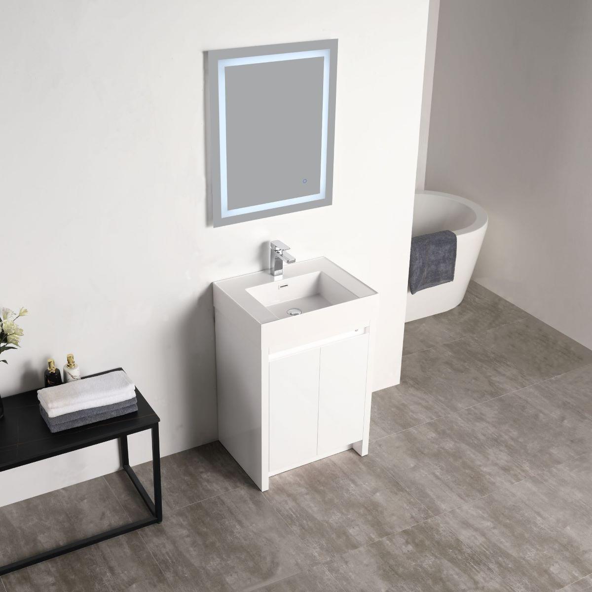 Blossom Capri 24″ Vanity with Dual LED Illumination - Glossy White & Classic Oak