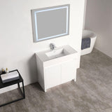 Blossom Capri 36″ Vanity with Dual LED Illumination - Glossy White & Classic Oak