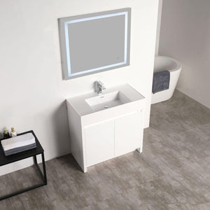 Blossom Capri 36″ Vanity with Dual LED Illumination - Glossy White & Classic Oak