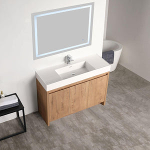 Blossom Capri 48″ Single sink Vanity with Dual LED Illumination - Glossy White & Classic Oak