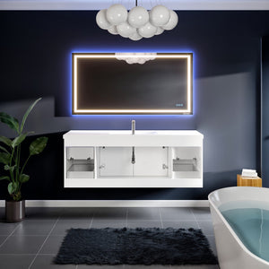 Axel 59 in. White Wall Mount Single Sink Bath Vanity with Acrylic Top and Integrated Sink