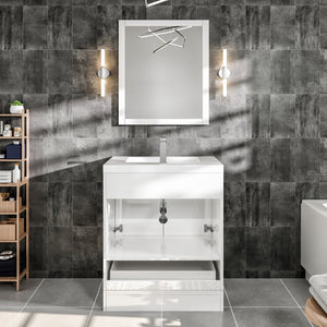 Lugano 30 in. White Single Sink Bath Vanity with Acrylic Top and Integrated Sink