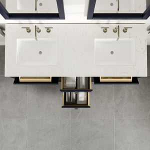 Artemis 60 in. Blue Double Sink  Bath Vanity with Engineered Top and Undermount Porcelain Sinks