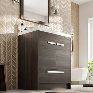 Lugano 24 in. Gray Oak Single Sink Bath Vanity with Acrylic Top and Integrated Sink