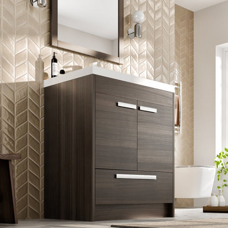 Lugano 24 in. Gray Oak Single Sink Bath Vanity with Acrylic Top and Integrated Sink