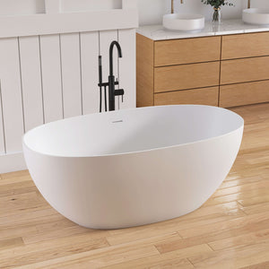 New England Home Goods La 59" Freestanding Tub in White - Stone Resin Solid Surface