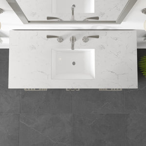 Aberdeen 42 in. Gray Single Sink Bath Vanity with Carrara Quartz Top and Undermount Porcelain Sink