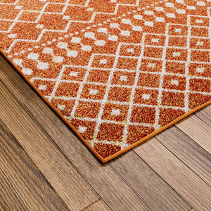 Eviva Grid 5' x 7' Geometric Orange/Cream Rug