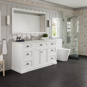 Epic 60 in. White Single Sink Bath Vanity with Carrara Quartz Top and Undermount Porcelain Sink