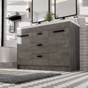 Lugano 48 in. Concrete Gray Double Sink  Bath Vanity with Acrylic Top and Integrated Sinks