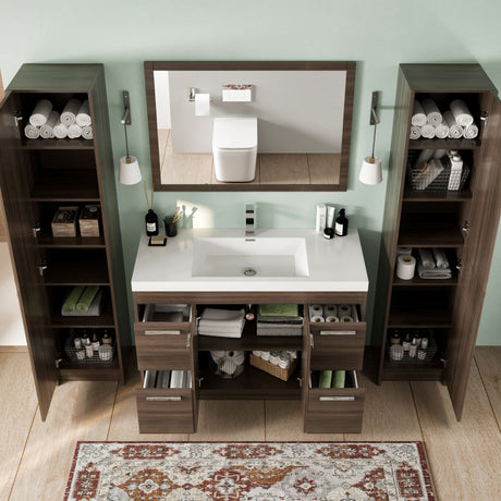 Lugano 48 in. Gray Oak Single Sink Bath Vanity with Acrylic Top and Integrated Sink