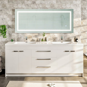 Lugano 84 in. White Double Sink  Bath Vanity with Acrylic Top and Integrated Sinks