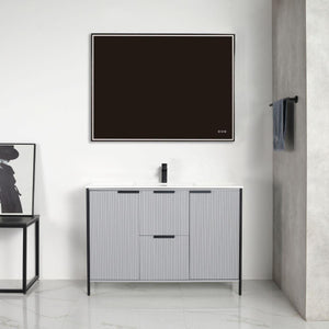 Blossom Zurich 48" Vanity – Double Sink Compatible in Glossy White & Metal Grey