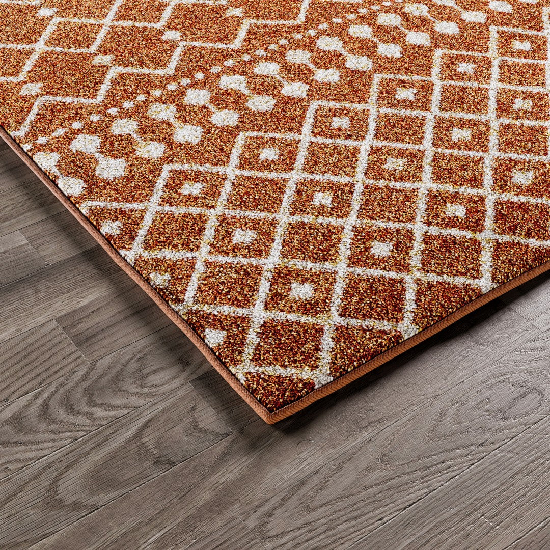 Eviva Grid 8' x 10' Geometric Orange/Cream Rug